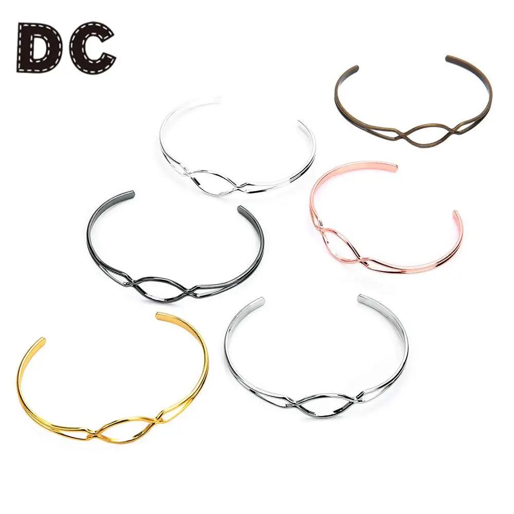 DC 2 шт./лот медный регулируемый круглый кабошон Браслет Золотой/Серебряный Цвет