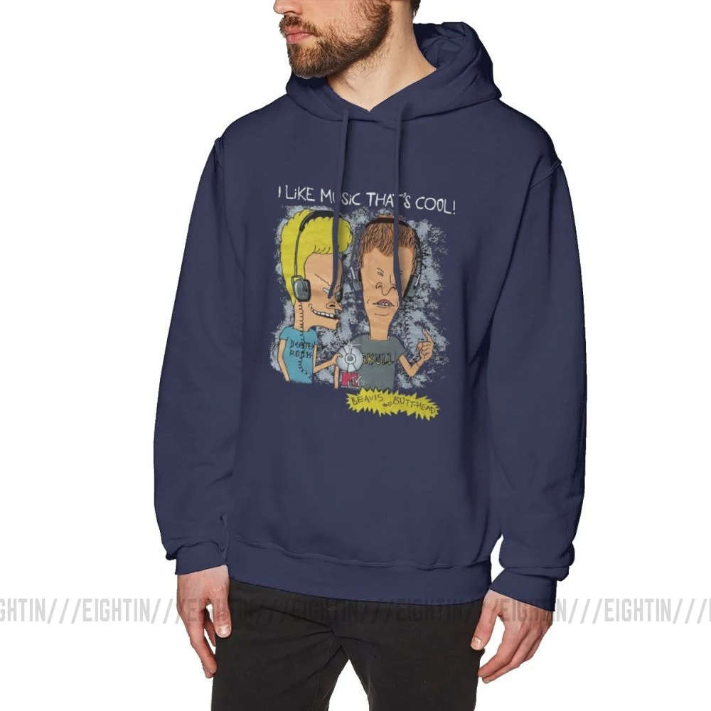Мужская толстовка Beavis And Butthead из хлопка, Крутая толстовка с капюшоном - Цвет: Тёмно-синий
