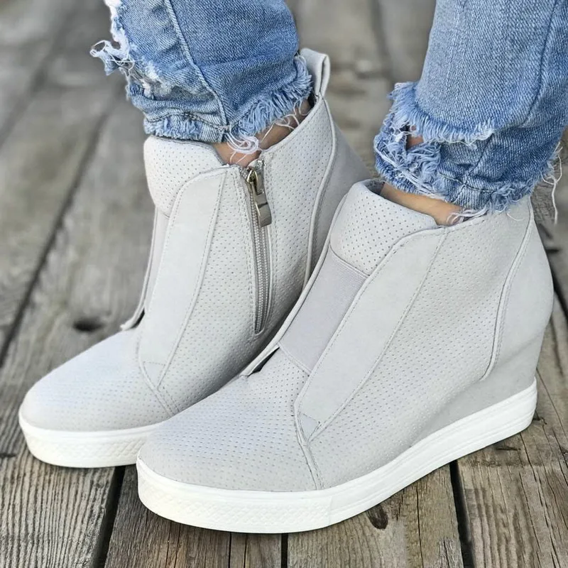 Женские кроссовки из искусственной кожи PUIMENTIUA дышащие на платформе и
