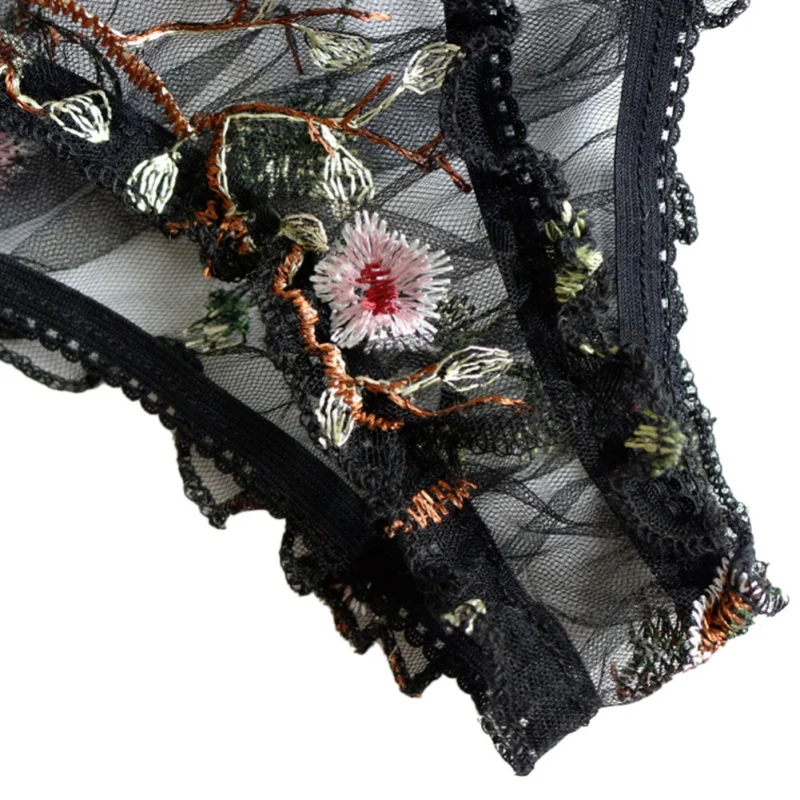 

Women Sexy Lace Mesh Bra Set Flower Embroidery Underwear Sets Female Sexy Lingerie Lace Floral Bras