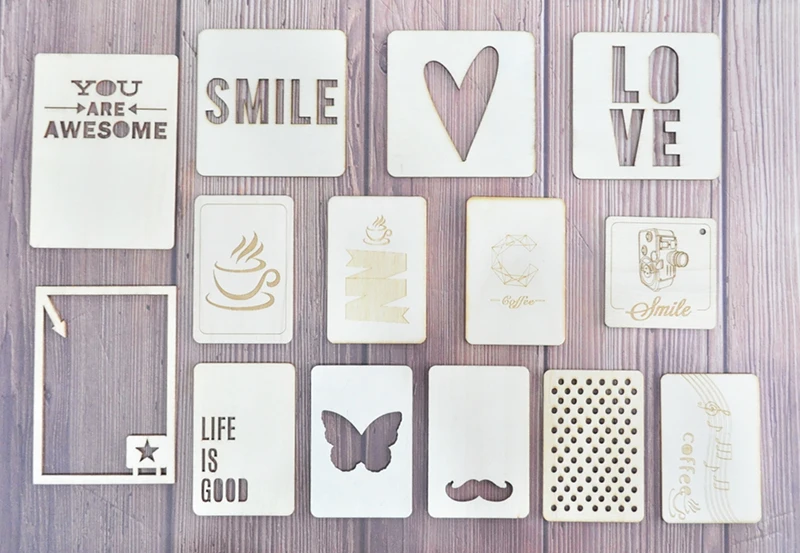 Happymems необработанные деревянные формы 24 шт DIY лазерная резка полые украшения для