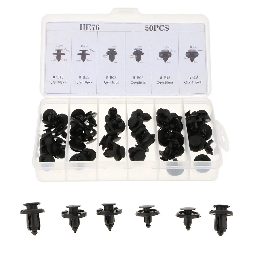 

50 Pieces 6 Size Car Body Push Pin Rivet Retainer Moulding Clips