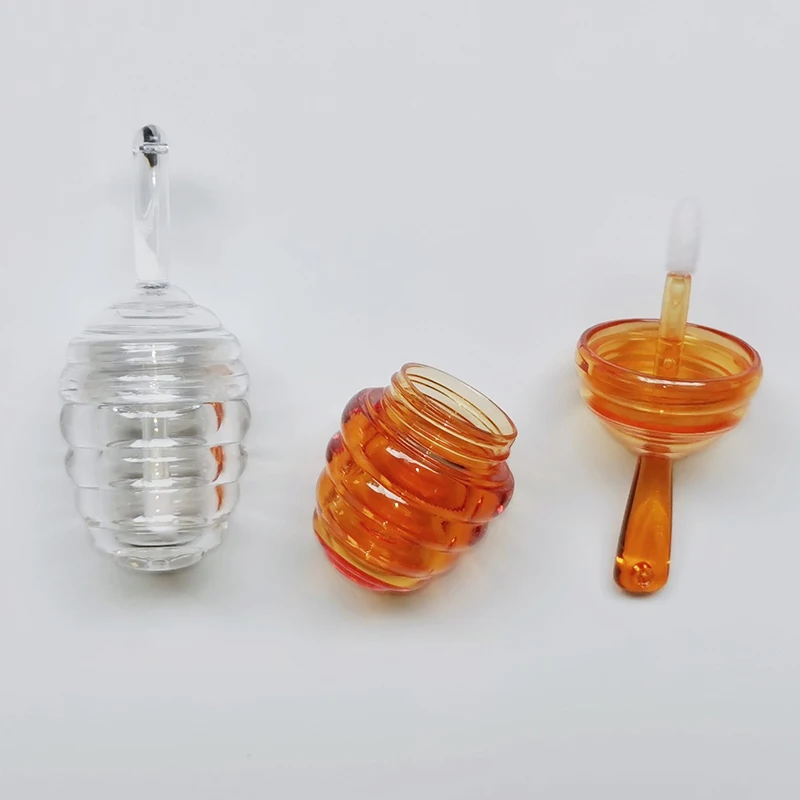 Прозрачный/янтарный медовый Пластиковый пустой блеск для губ трубка