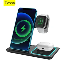 Wireless Charger Station Fast Charging Dock Fold Adapter Bracket Stand Airpods Pro iwatch Headset Wireless Chargers for IPhone
