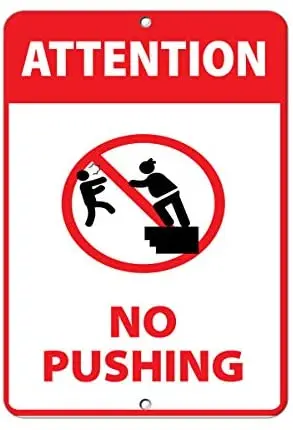 

Attention No Pushing Activity Sign Pool Signs Aluminum Metal Sign