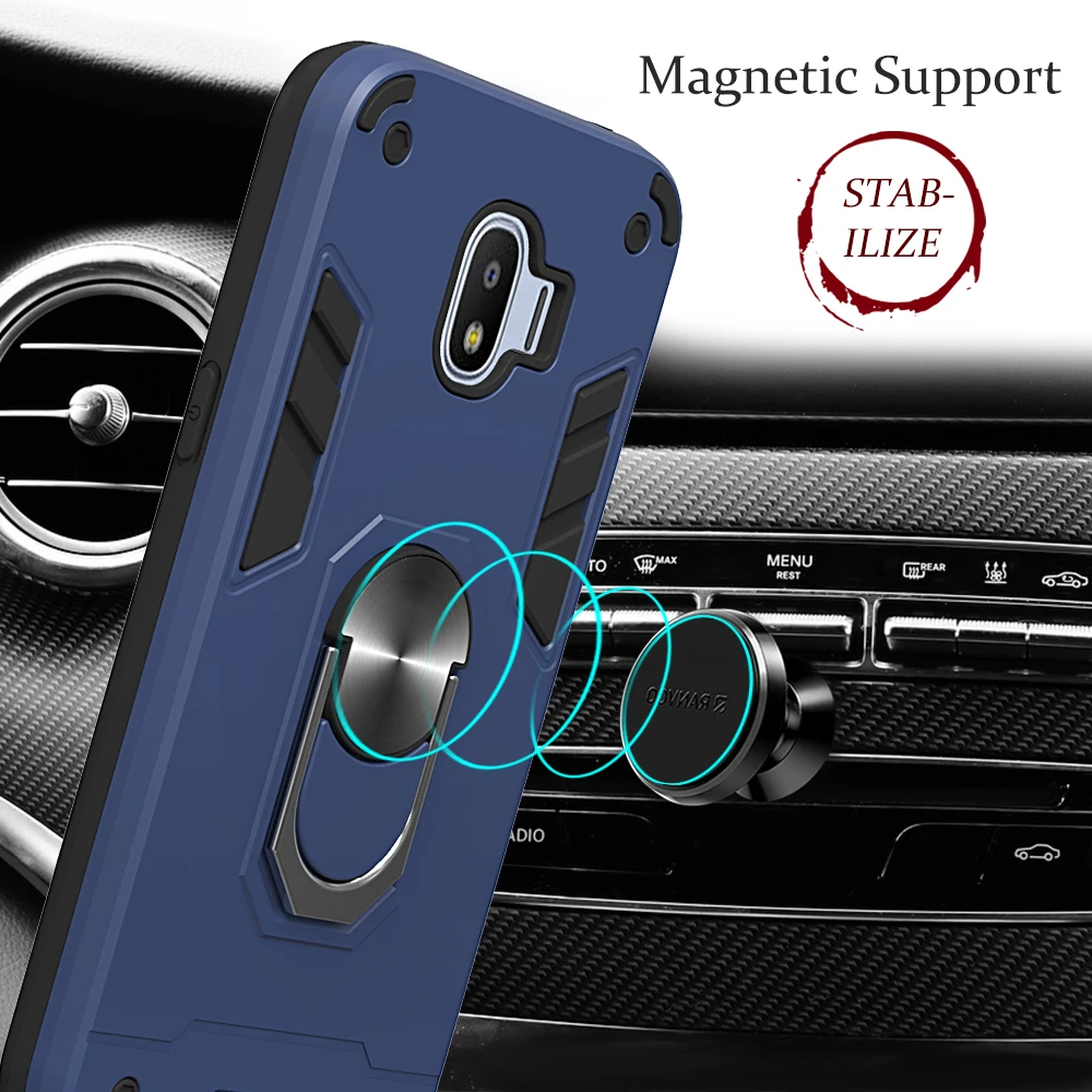

For Samsung Galaxy J2 Pro J4 J6 J8 2018 A6 A8 Plus Armor Shockproof Case Magnetic Ring Stand Hard PC Protective Back Cover