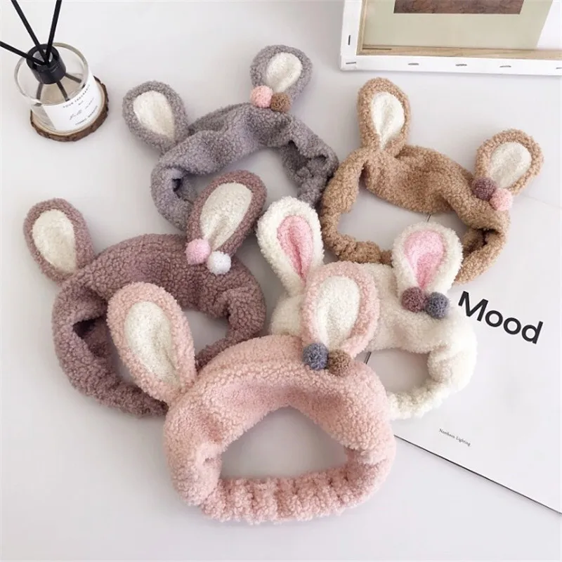 Повязка на голову Женская осенне-зимняя шерстяная эластичная с кроличьими