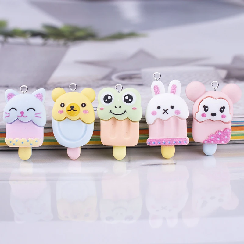 10 шт. Новые Подвески из смолы в виде мороженого животных для ювелирных изделий