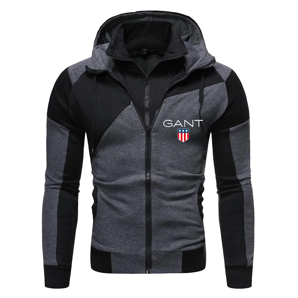

2021 New spring and autumn men's two-piece striped sportswear full-sleeved top with hoodie + outdoor sports pants track suit