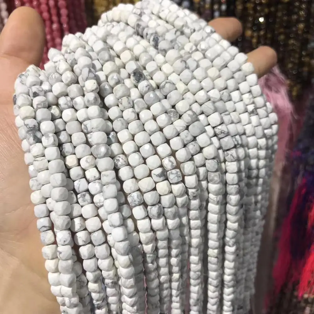 

Natural White Turquoi Stone Loose Beads Square Stone Beads for Women Jewelry Making Bracelet Necklace Size 5x5mm