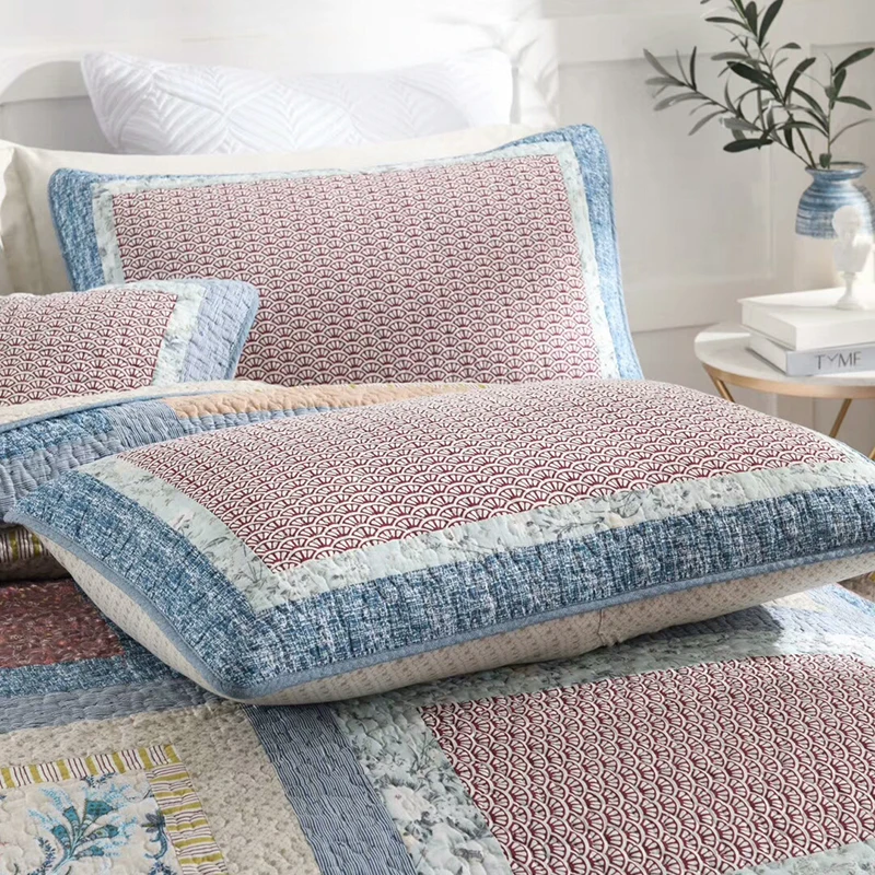 Prezzo CHAUSUB Qualità Copriletto Copriletto Trapunta Set 3pcs Cotone Trapunte E Piumoni Patchwork Copriletto Federa Re Queen Size Coperta Trapuntato Coperte