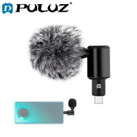 puluz 3 5mm8pin usb c type c jack mobile phone adjustable mini microphone for iphone 12 pro max xiaomi huawei smartphone