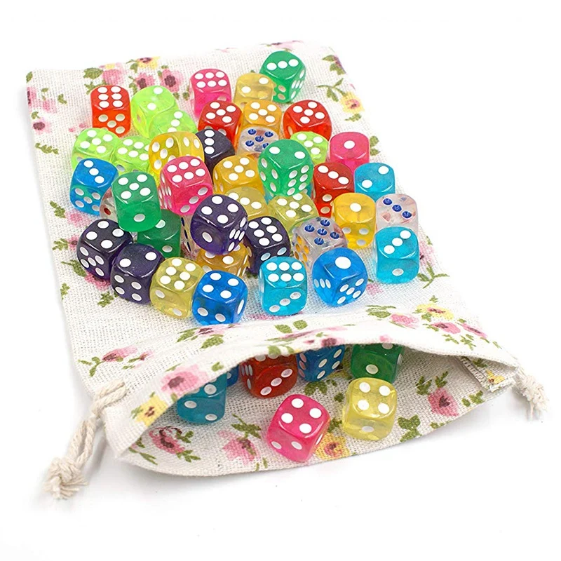 

50Pcs Floral Burlap Drawstring Bags, Linen Gift Bag Packing Storage Linen Jewelry Pouches Sacks for Christmas Wedding Party Show