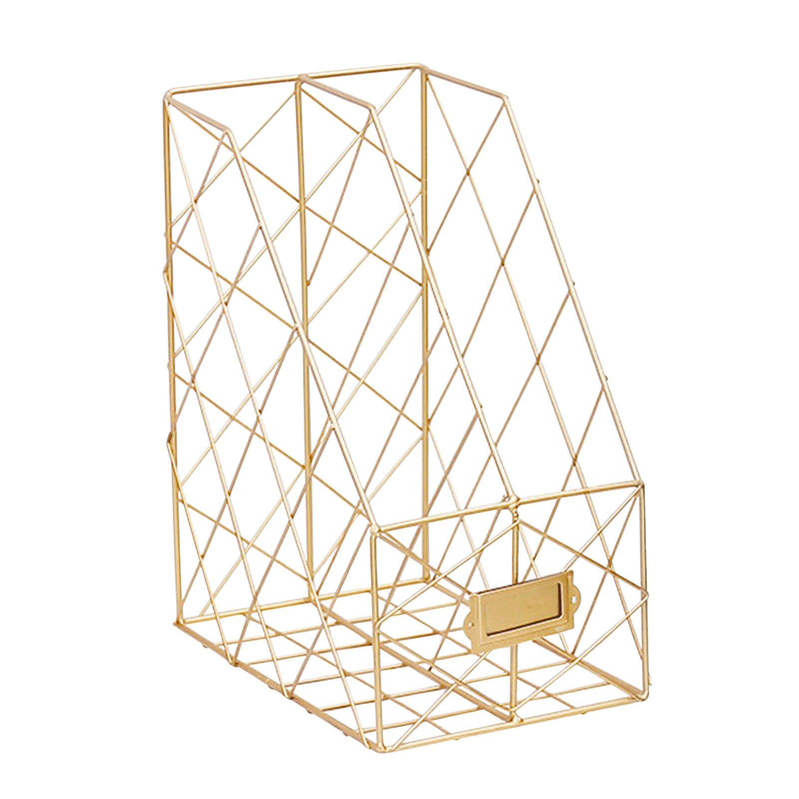 

File Books Organizer Hollowed Out Holder Stand Iron Grid Desktop Home Magazine Storage Rack Office Shelf Management Practical