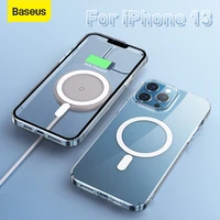 baseus transparent magnetic phone case for iphone 13 pro max 13pro wireless charging cover for iphone 12 12 pro max magnet case