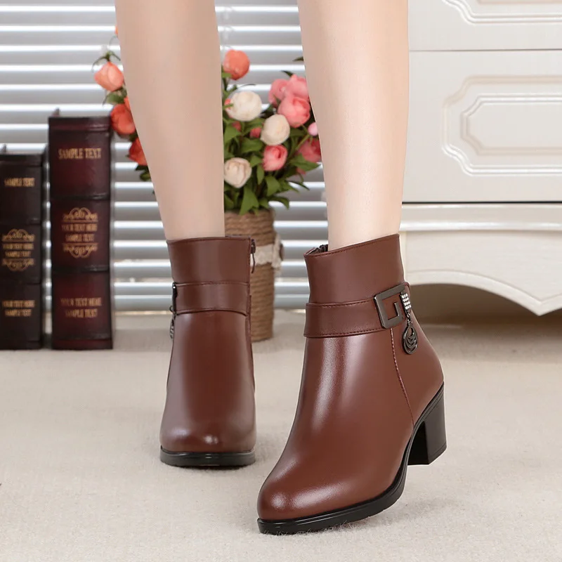 

Women Winter Shoes Genuine Leather Women Boots Wool Keep Warm Woman Snow Boots Platform Shoes Women's Ankle Boots Zapatos Mujer