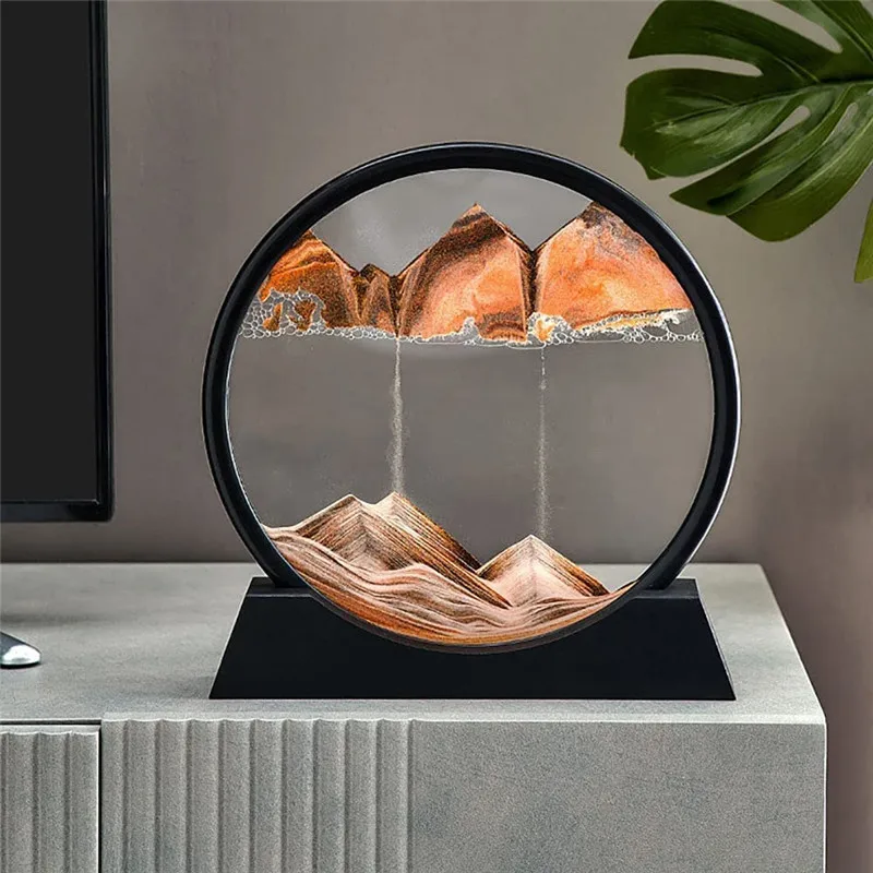 

Moving Sand Art Decoration Room Quicksand Glass Painting Hourglass Sand Artlglass Gift Picture Frame Round Glass 3D Deep Display