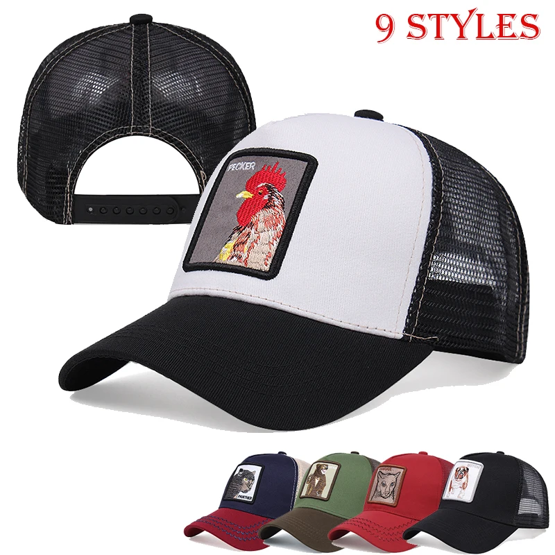 

2021 trends animal embroidery caps for men summer breathable mesh baseball cap outdoor sports hats for women sun sport hat