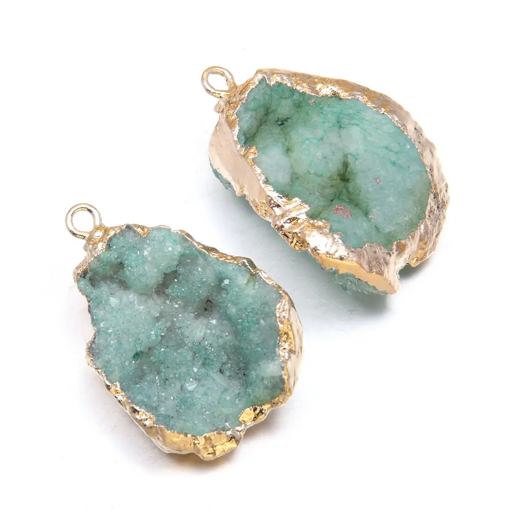 

Natural Stone Pendant Water Drop Shape Charm Blue Crystald Cluster For jewelry making DIY necklace accessories Reiki Healing