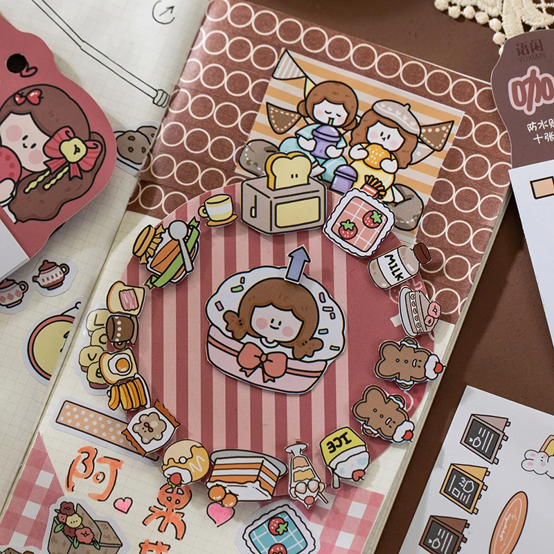 

10 листов, наклейки из ПВХ для девочек