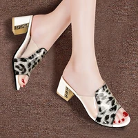 new womens peep toe high heels wear square heel women fashion slippers ladies thick heel shoes