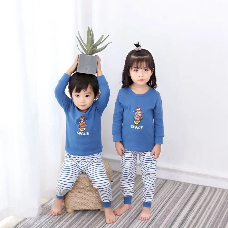 

2021 Spring Autumn Kids Pajamas Boys Set Girls Sleepwear Children Lounge Set Toddler Teenagers Clothing