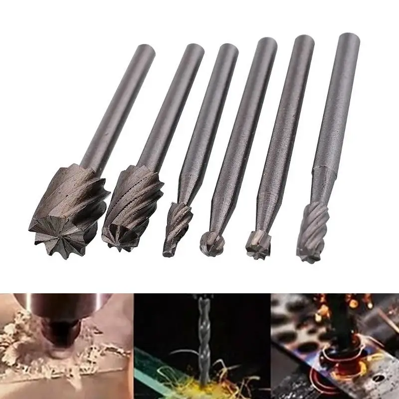 Металлические роторные инструменты HSS Файлы 6 шт. набор шлифовальных сверл