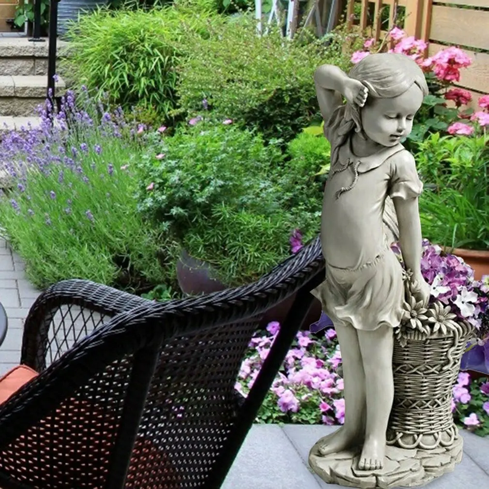 

Женская жаккардовая корзина, Креативные украшения из смолы, уличное украшение для сада, статуя «сделай сам», сказочные художественные укра...