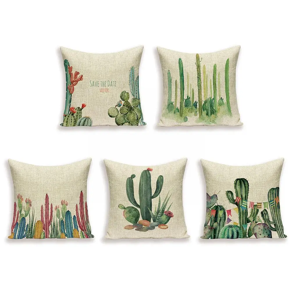 

Succulent Cactus Back Seats Cushion Creativty Home Square Decoration Throw Office Decorative Pillow Pillowcase