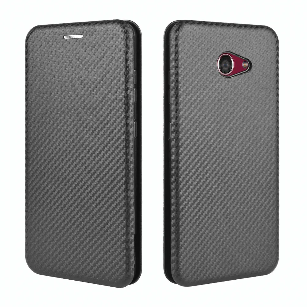 Роскошный флип-чехол из углеродного волокна для Sharp Katan Sumaho 2 магнитный