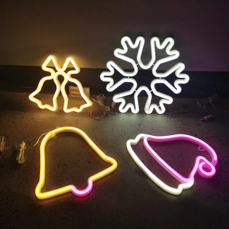 

Neon Led Lights Sign Snowflake Deer Star Bells Neon Light Love Christmas Hat Neon Signs for Room Home Decor Party Wall Lamp