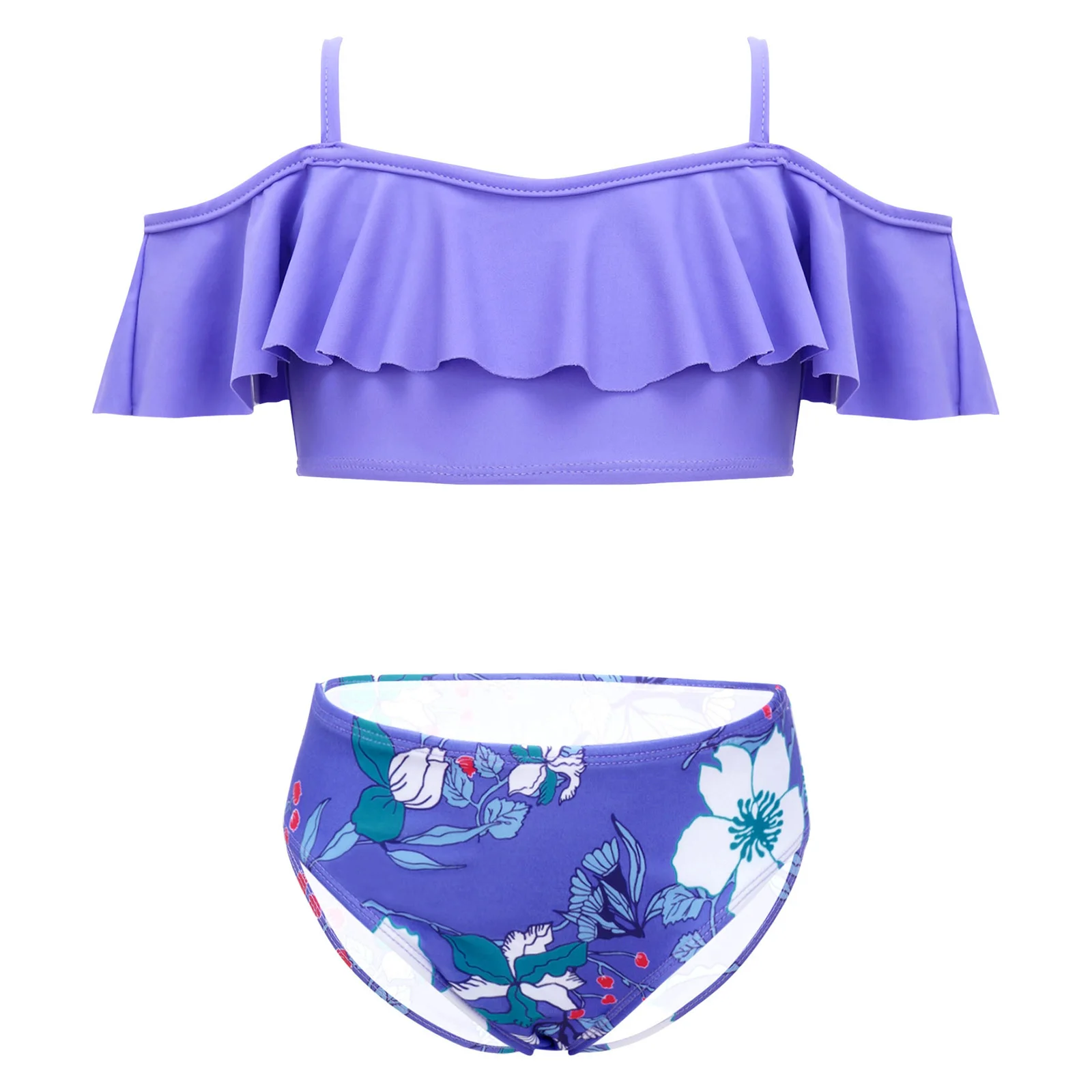 Детские купальники для девочек наряды короткий топ с открытыми плечами Комплект