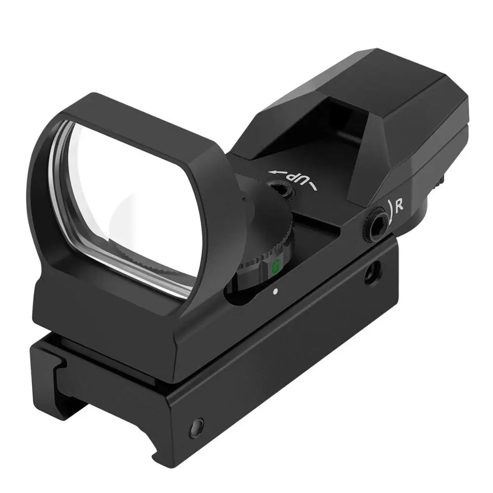 

RS-29 Reflex Sight, Red & Green Illuminated 4 Reticles Red Dot Riflescope Gun Sight with 20mm Rail Picatinny Rail 1x22x33mm