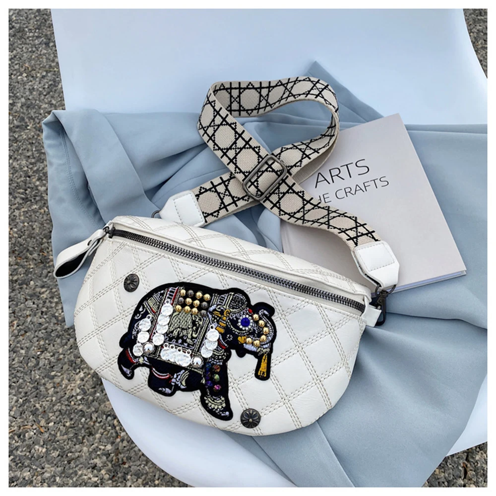 

2021 new trendy PU fashion all-match temperament waist bag western-style elephant shoulder messenger bag chest bag and wallet