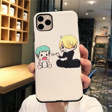 Темный хаки One Piece funda Case for iphone 11 Pro Max Japan Anime Luffy Zoro Naruto TPU back cover for iPhone XR XS Max 8 7 6 6S Plus Coque - Цвет: Темный хаки