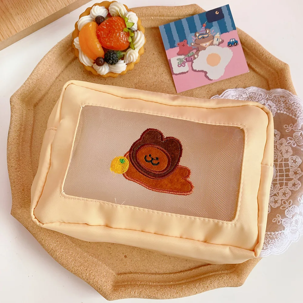 Вместительная мультяшная косметичка новинка 2021 портативная Сетчатая Сумка для