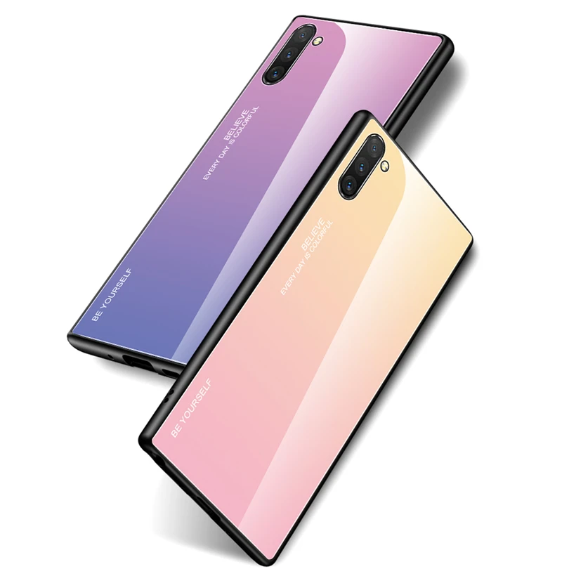 Для samsung Galaxy S10 Note 10 Plus, чехол с градиентным закаленным стеклом, Жесткие ТПУ чехлы накладки для samsung Galaxy Note 8 9 10 S10 5G S10E