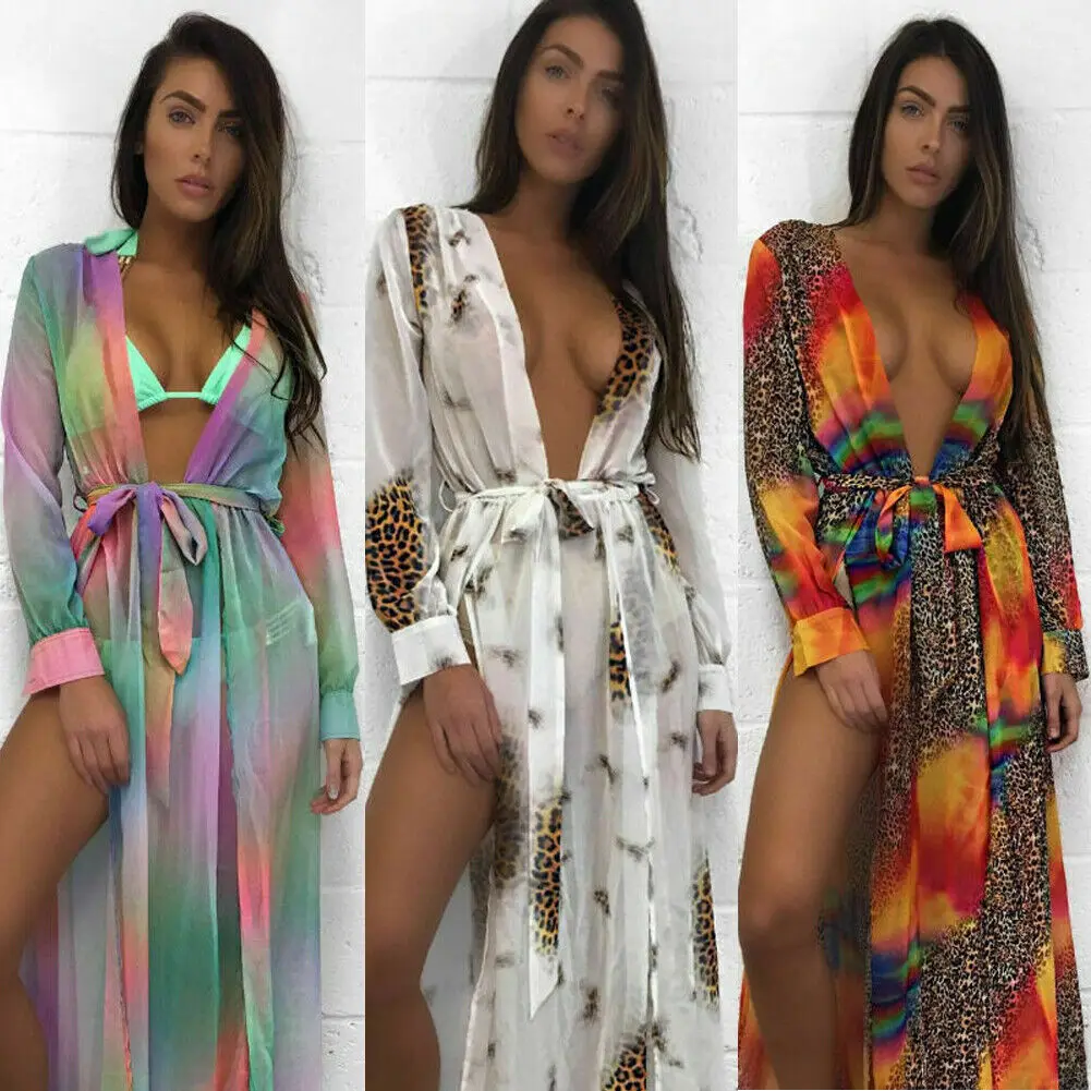 

Sexy Women Beach Belted Cover Up Women Dress Tunic Pareos Ladies Kaftan Robe Cover-up Woman Beach Wear Swimsuit