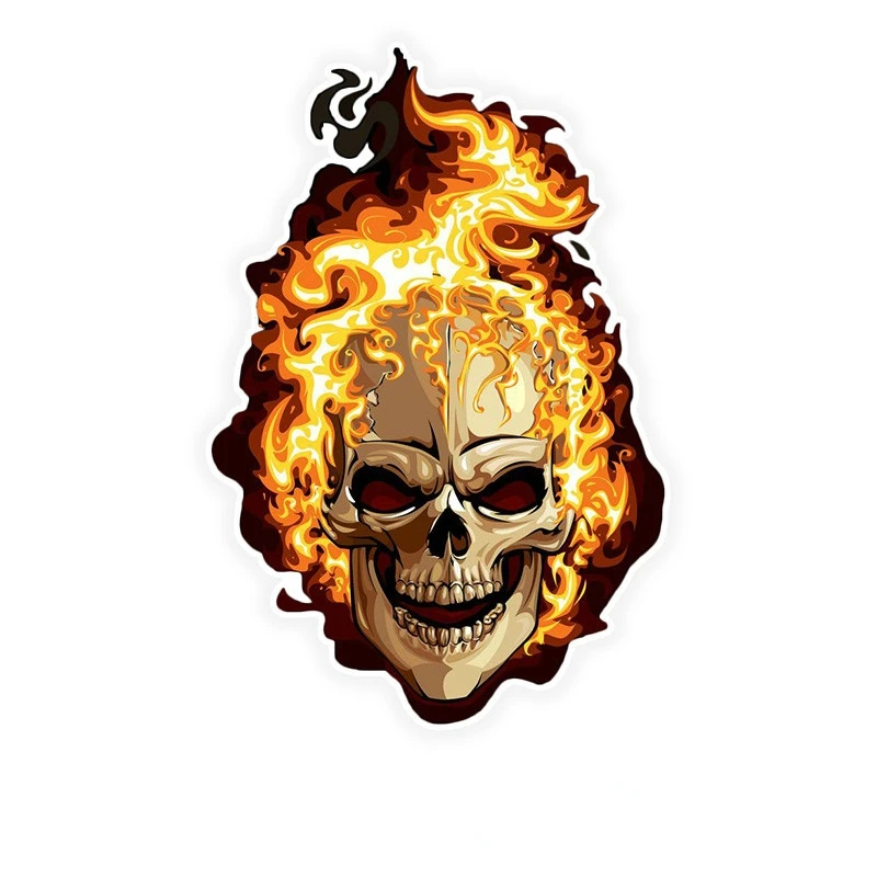 

Car Stickers Decor Motorcycle Decals Fire Skull Colorful Decorative Accessories Creative Sunscreen Waterproof PVC,24cm*12cm