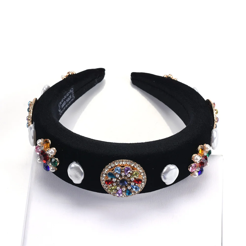 2020 Brand ZA Headband Hair Jewelry Accessories Women Luxury Vintage Palace Baroque Hairband Crystal Rhinestone Pearl Headband