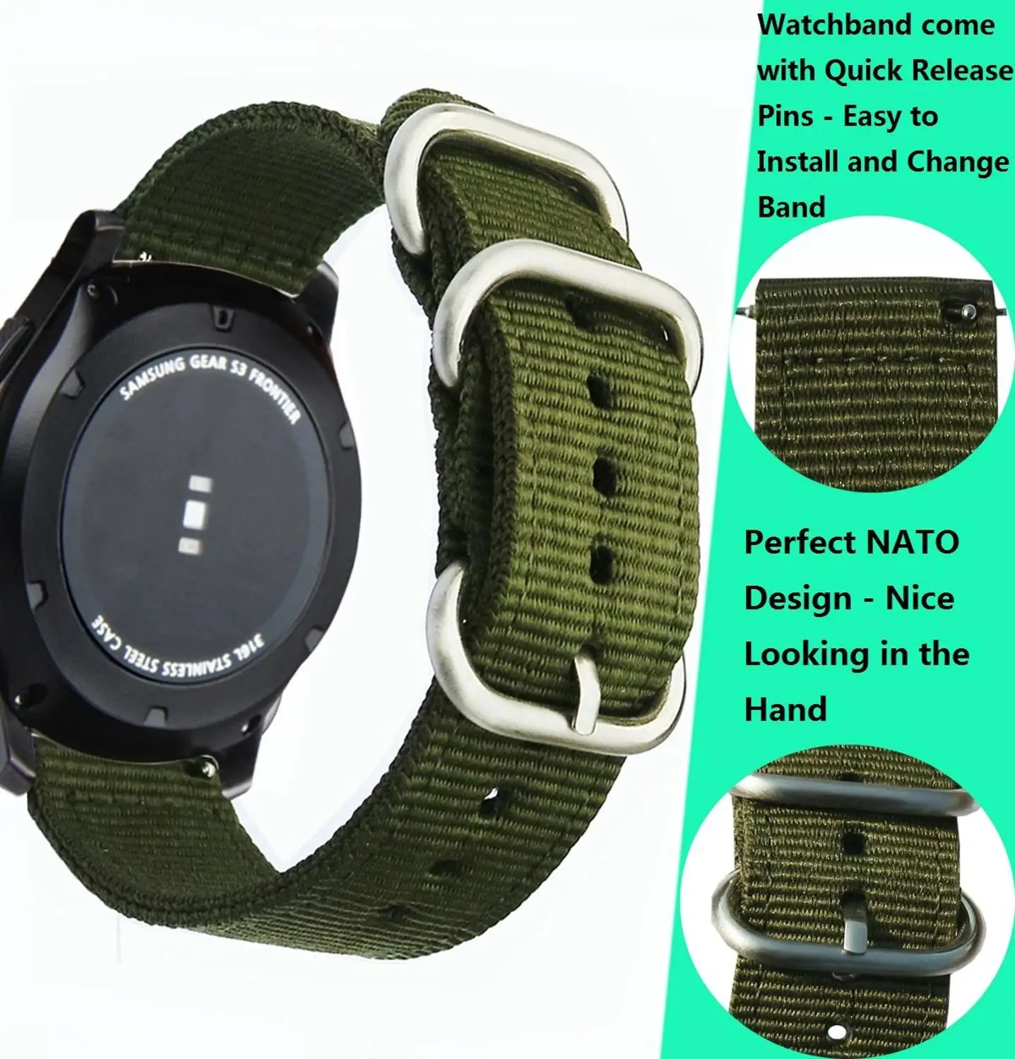 

Nylon watchband for Samsung Galaxy watch 3 45mm/41mm Active 2 44mm 40mm amazfit bracelet 18mm/20mm/22mm Huawei GT2/2e/pro strap