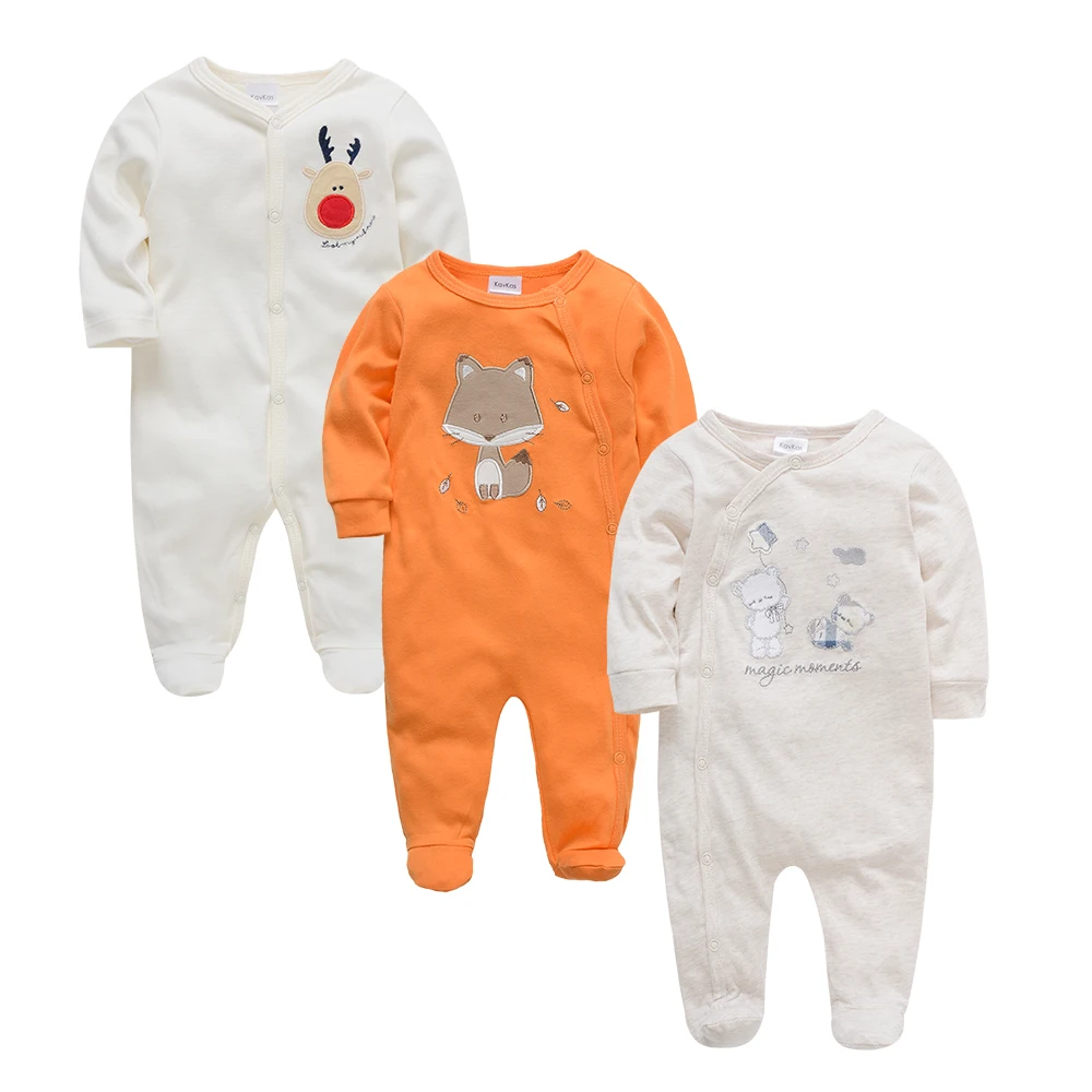 Детские комбинезоны для новорожденных 3 шт./лот Комбинезон из 100% хлопка с