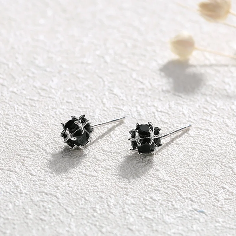 Hemiston серьги-гвоздики в виде черного цвета с круглым носком Bohemia подарок для