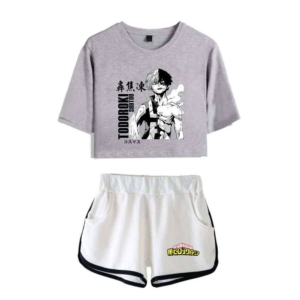 

Комплект из двух предметов для девочек, модная серая и белая футболка с принтом «роса» и шорты, удобный летний комплект для отдыха, домашняя ...