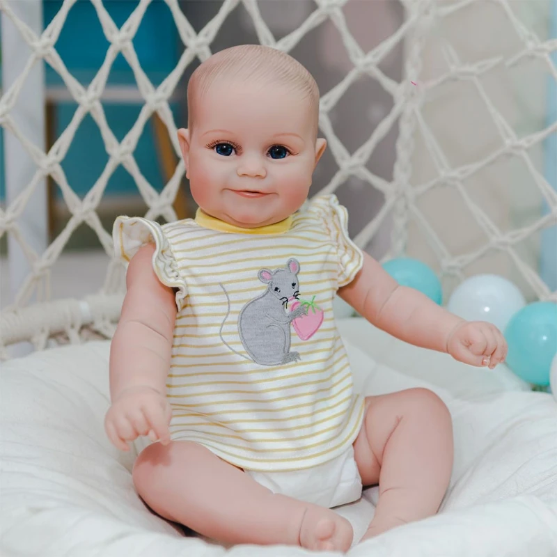 

49cm Silicone Realistic Doll Opened Eyes Soft Vinyl Baby Toy with Pacifier P15C