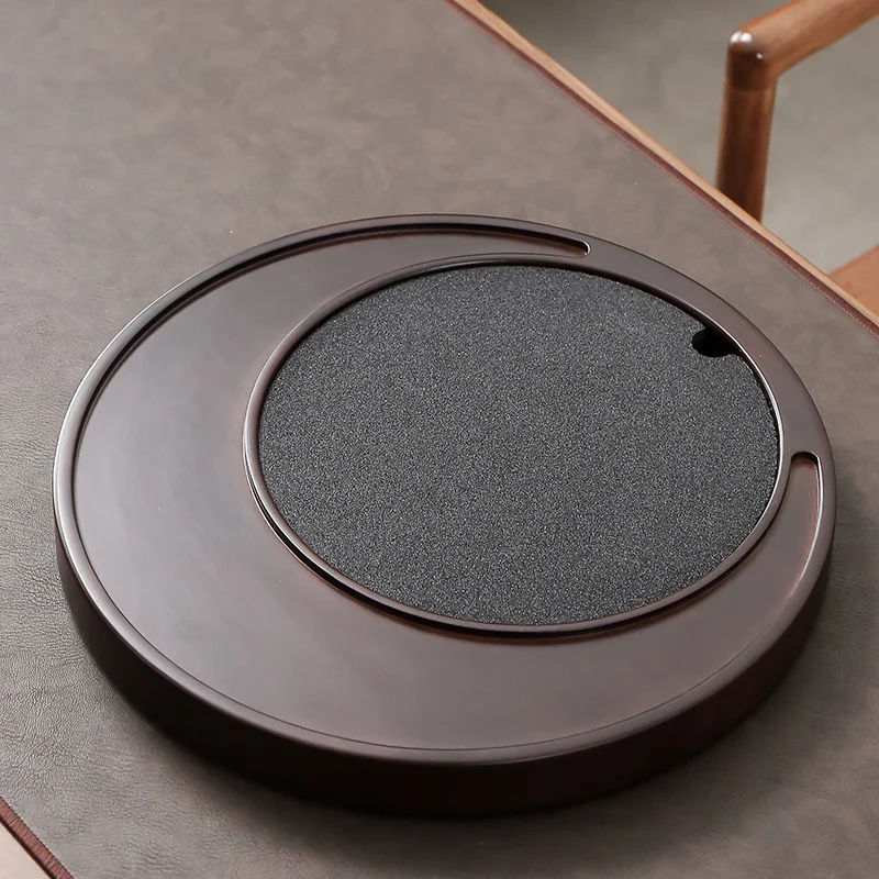 

Japanese Wooden Tea Trays Home Hotel Water Storage Stoneware Drain Tea Trays Handmade Round Bakje TeaWare Accessories BS50CP