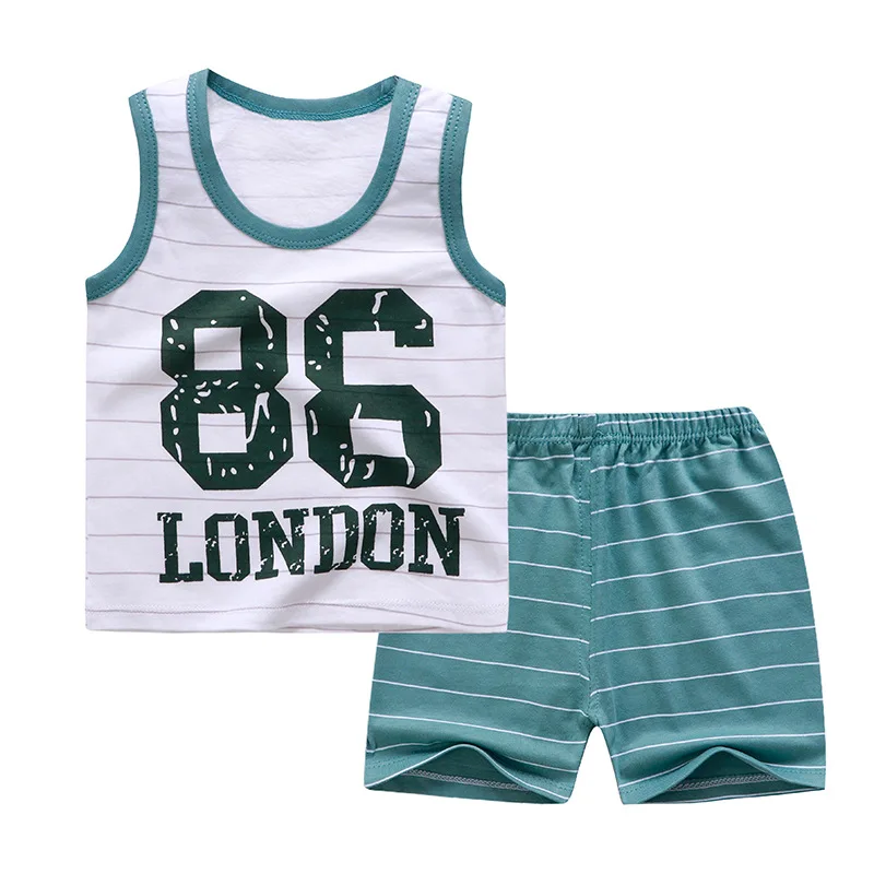 Infant Baby Clothing Sets Summer Cotton Sleeveless Tops+Short 2pcs Kids Vest Suits Boys Girls Clothes Outfit A0093 | Детская одежда и