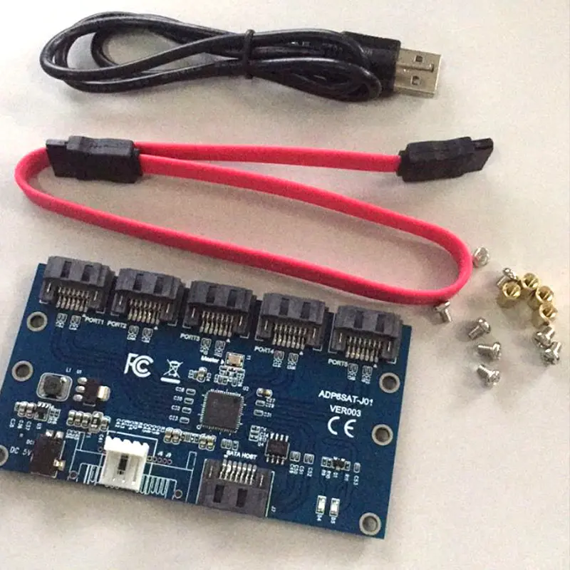 

New Adapter Card SATA 1 to 5 Port Converter SATA Port Multiplier Riser Card Hub