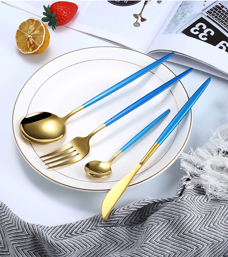 

16pcs Silver Dinnerware Set Stainless Steel Cutlery Set Knife Fork Coffee Spoon Tableware Set Gift Box Multifunctional Tableware