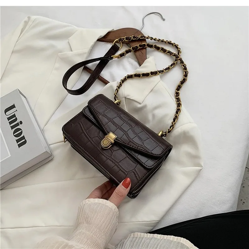 

2020 Popular New Hong Kong Style Retro Small Bag Female Fashion Ladies All-match Chain One Shoulder Messenger Small Square Bag